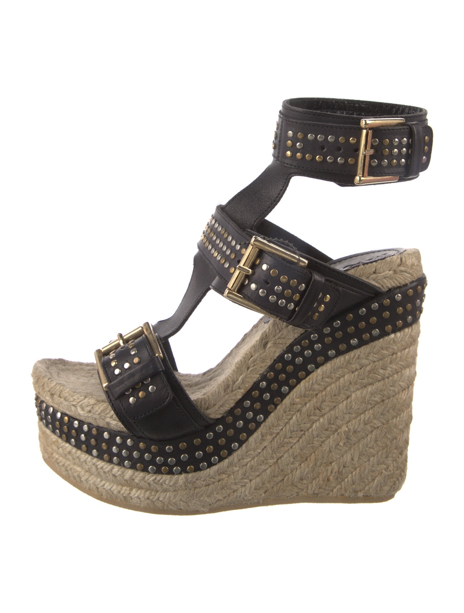 McQ Alexander McQueen Leather Studded Accents Espadrilles
